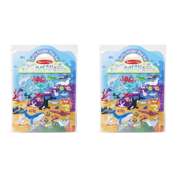 2x Melissa & Doug Reusable Puffy Sticker Play Set Ocean Kids/Childrens Toy 4+