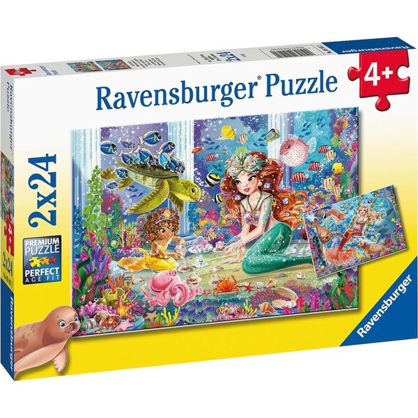 2x24pc Ravensburger Mermaid Tea Party Kids/Childrens Jigsaw Puzzle Set 4y+