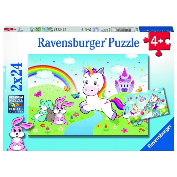 2x24pc Ravensburger Fairy Tale Unicorn Kids/Childrens Jigsaw Puzzle Set 4y+