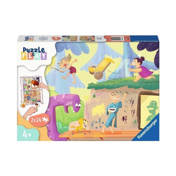 2x24pc Ravensburger Prehistoric People Kids/Childrens Jigsaw Puzzle Set 4y+