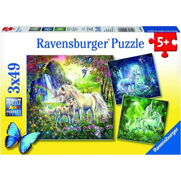 3x49pc Ravensburger Beautiful Unicorns Kids/Childrens Jigsaw Puzzle Set 5y+