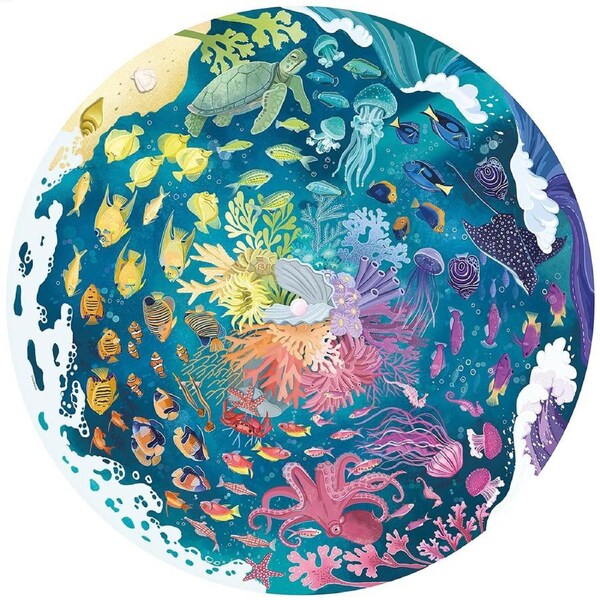 500pc Ravensburger Ocean Circle Theme Family Fun Jigsaw Puzzle Set