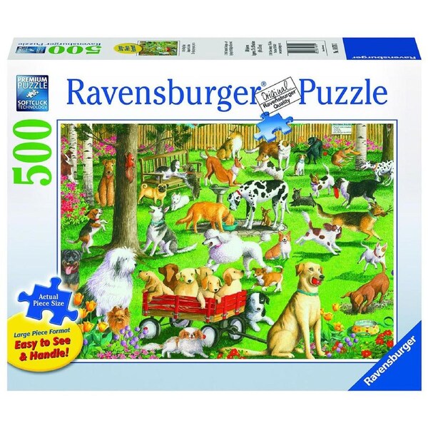 500pc Ravensburger At The Dog Park Theme Family Jigsaw Puzzle Set