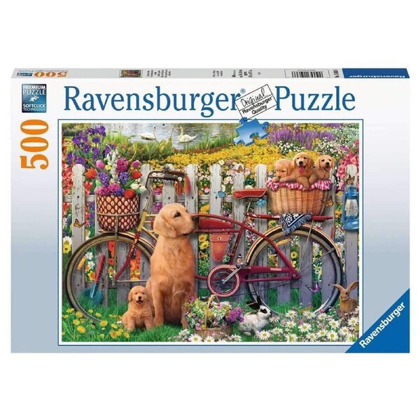 500pc Ravensburger Cute Dogs In The Garden Family Jigsaw Puzzle Set