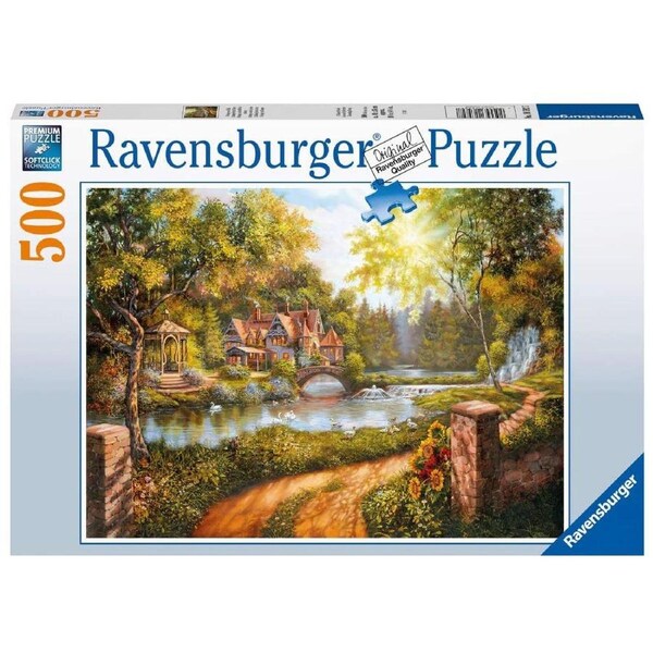 500pc Ravensburger Cottage By The River Family Jigsaw Puzzle Set