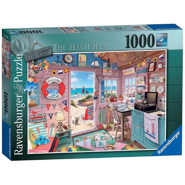 1000pc Ravensburger My Haven No 7 The Beach Hut Family Jigsaw Puzzle Set