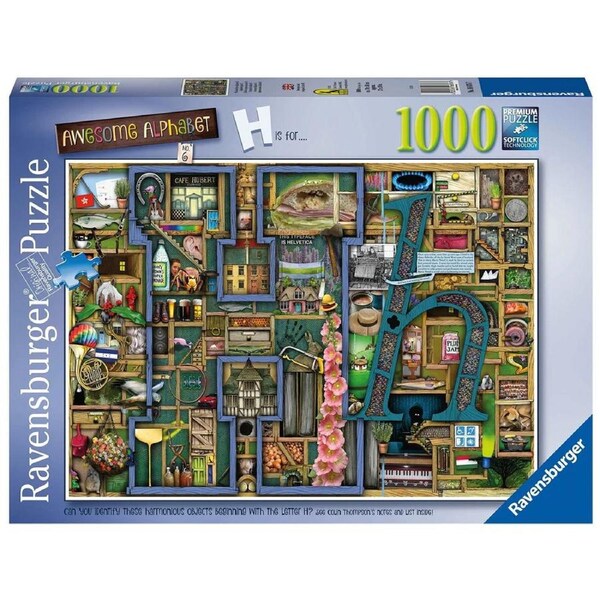 1000pc Ravensburger Awesome Alphabet H Theme Family Jigsaw Puzzle Set