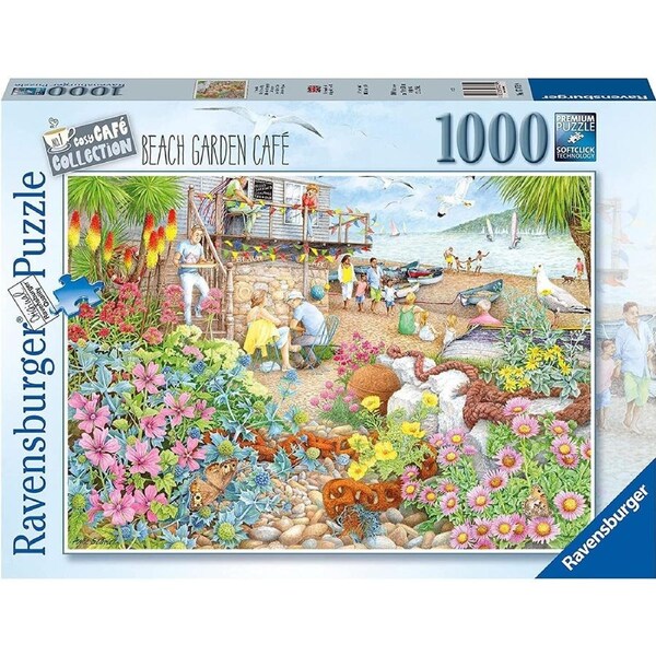 1000pc Ravensburger Beach Garden Cafe Theme Family Jigsaw Puzzle Set