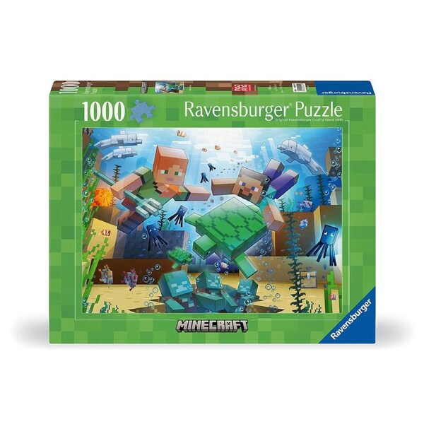 1000pc Ravensburger Minecraft Mosaic Theme Family Jigsaw Puzzle Set