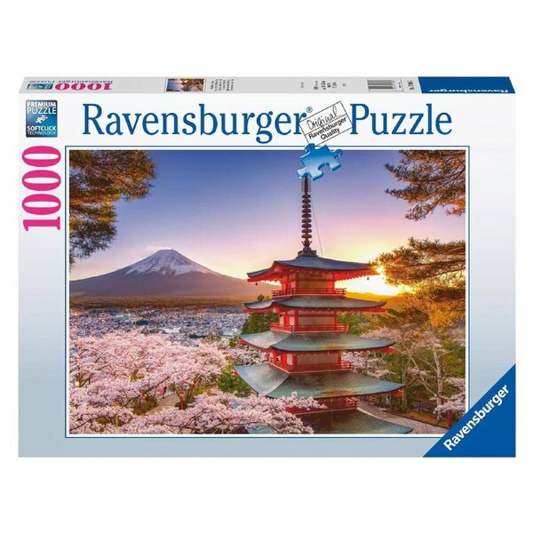 1000pc Ravensburger Mount Fuji Cherry Blossom View Jigsaw Puzzle Set Family