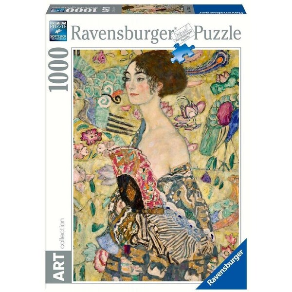 1000pc Ravensburger Klimt Lady With A Fan Family/Family Jigsaw Puzzle Set