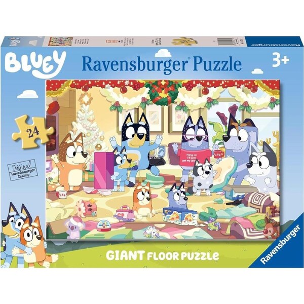24pc Ravensburger Bluey Christmas Giant Floor Childrens Jigsaw Puzzle Set 3y+