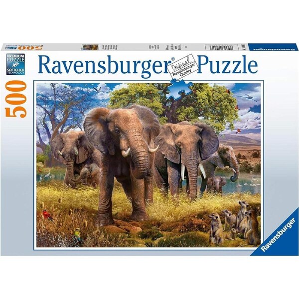 500pc Ravensburger Elephant Animal Theme Family/Family Jigsaw Puzzle Set