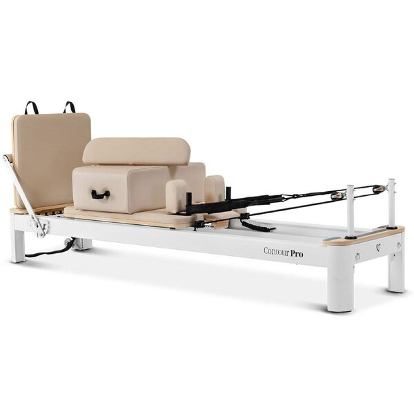 Lifespan Fitness Contour Pro Aluminum Pilates Reformer Bed Set (Beige)