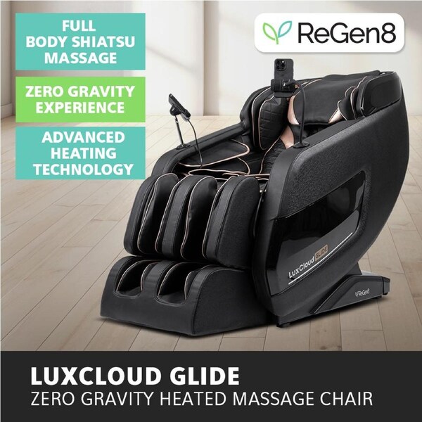 Regen8 LuxCloud Glide - Zero Gravity Heated Massage Chair with Full Size SL Track