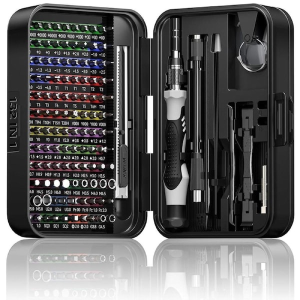 Precision Screwdriver Set, 132 in 1 Magnetic Bits Screw Kit, Laptop Screw Drive Repair Screwdriver Tool for Computer, Phone, Tablet, Camera, PC, Watch