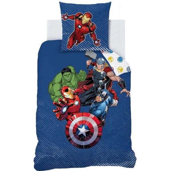 Marvel Avengers Blue Quilt Cover Set - Single Bed Size