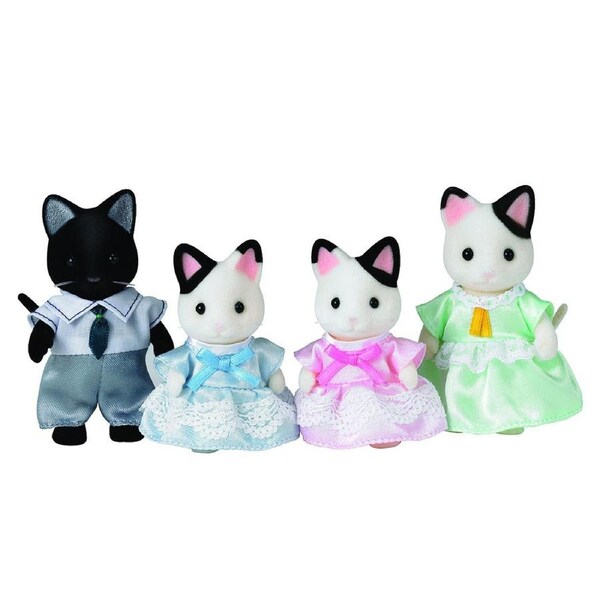4pc Sylvanian Families Tuxedo Cat Family Kids Miniature Collectible Toy 3y+
