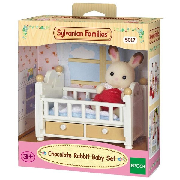 2pc Sylvanian Families Chocolate Rabbit Baby Set w/ Crib Kids Miniature Toy 3y+