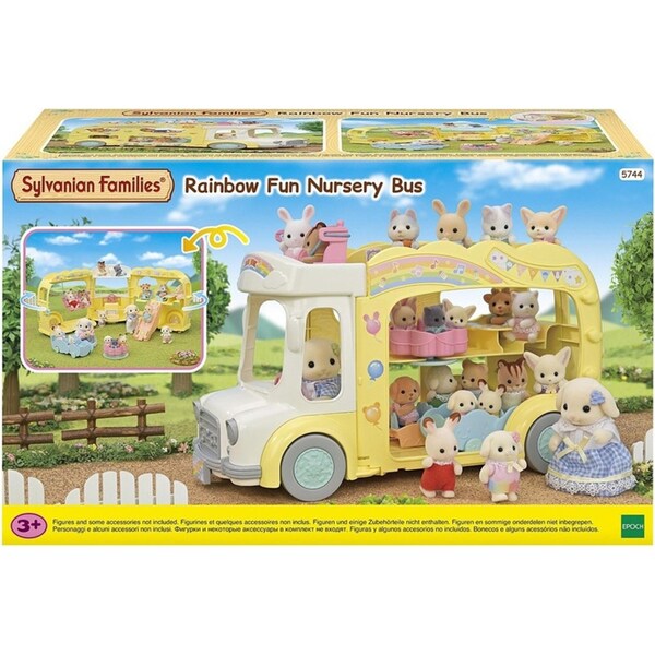 Sylvanian Families Rainbow Fun Nursery Bus Kids Miniature Figure Toy Set 3y+
