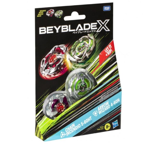 Beyblade X Booster Chain Incendio 5-60HT and Arrow Wizard 4-60N Dual Pack