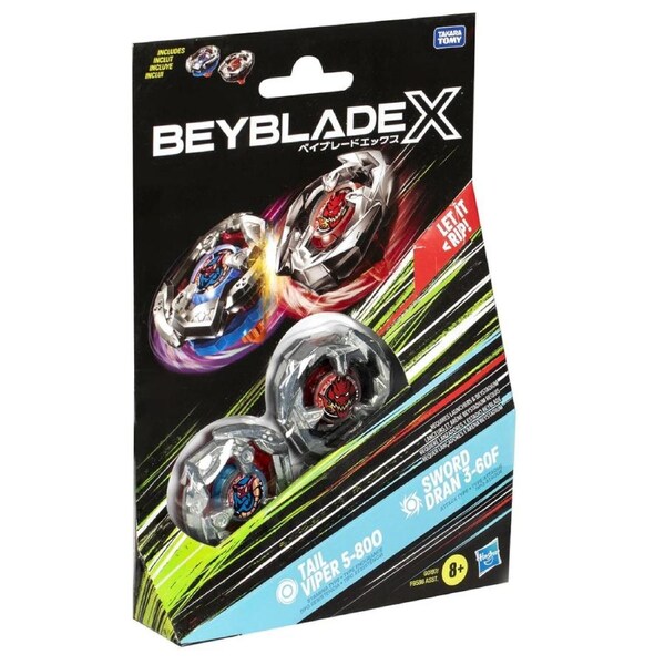 Beyblade X Booster Tail Viper 5-80O and Sword Dran 3-60F Dual Pack