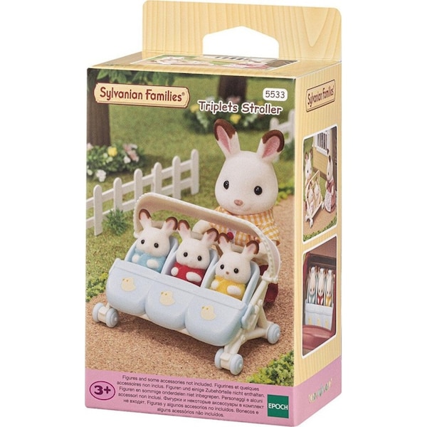 4pc Sylvanian Families Triplets Stroller Dollhouse Accessory Kids Play Toy 3+