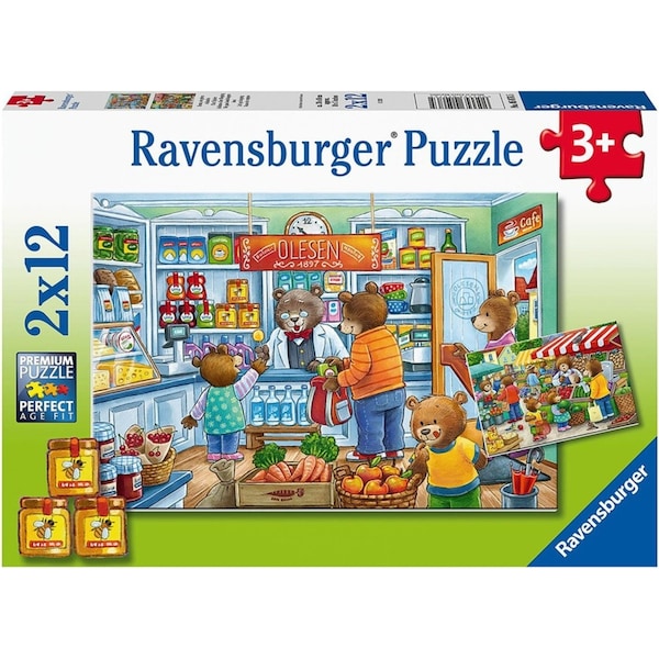 2x12pc Ravensburger Lets Go Shopping Theme Jigsaw Kids/Childrens Puzzle 3Y+