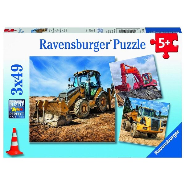 3x49pc Ravensburger Digger at Work! Theme Jigsaw Kids/Childrens Puzzle 5Y+