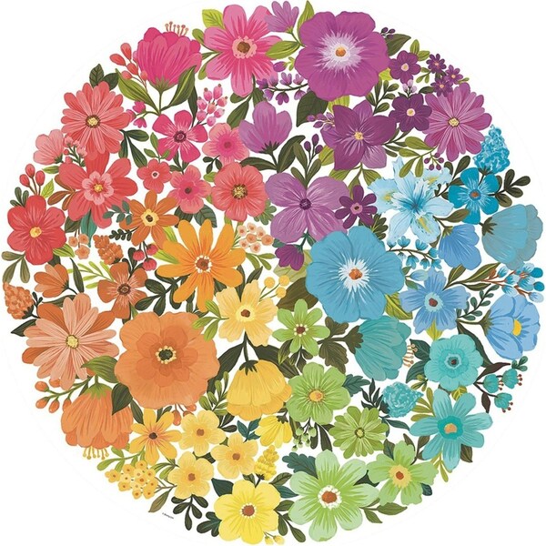 500pc Ravensburger Flowers Circle Themed Family Jigsaw Puzzle Pieces Set
