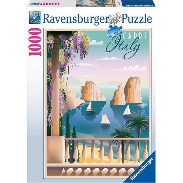 1000pc Ravensburger Postcard from Capri, Italy Family Jigsaw Puzzle Pieces