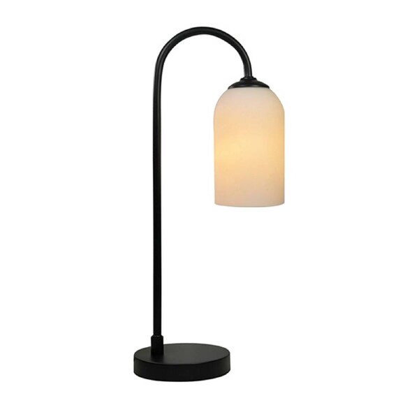 Opal Matt Glass With Black Metalware Table Lamp