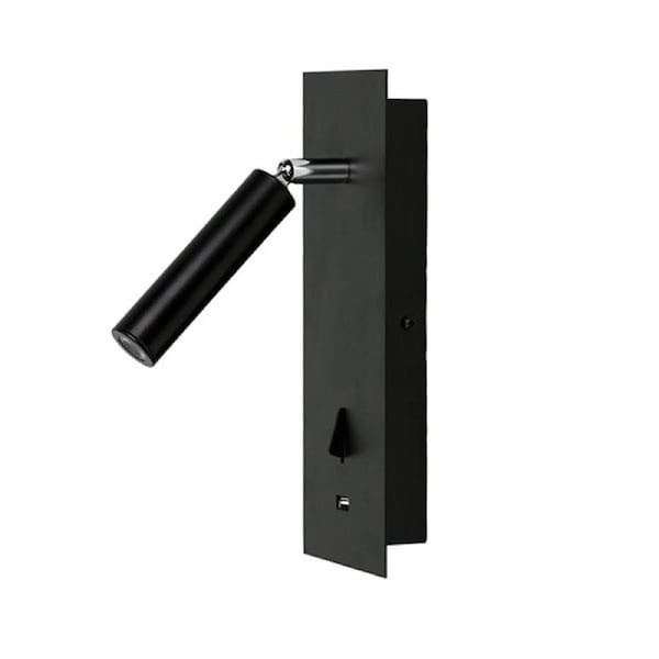 Adjustable Hotel Wall Light Black With Usb