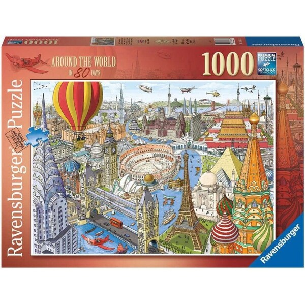 1000pc Ravensburger Around the World in 80 Days Family Jigsaw Puzzle Pieces Set