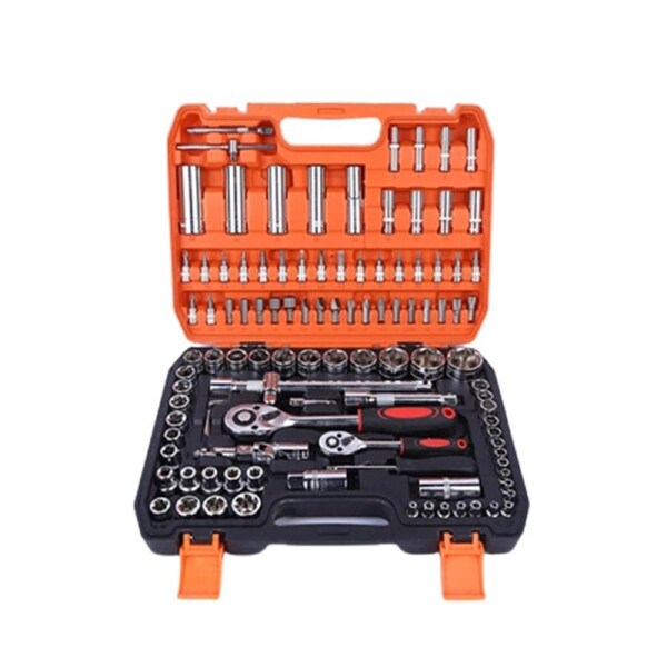 108PCS Tool Kit 1/2'' 1/4'' Ratchet Spanner Wrench Socket Hand Set Metric Driver