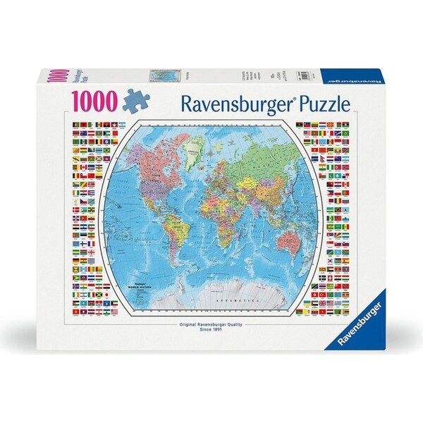 1000pc Ravensburger Political World Map Family Jigsaw Puzzle Pieces Set