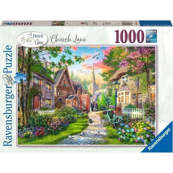 1000pc Ravensburger Church Lane Themed Family Kids Jigsaw Puzzle Pieces Set