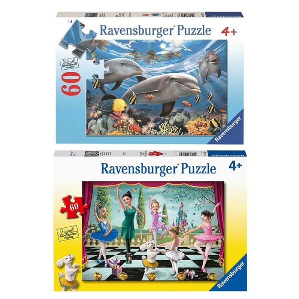 60pc Ravensburger Ballet Rehearsal & 60pc Caribbean Smile Puzzle Set 4Y+