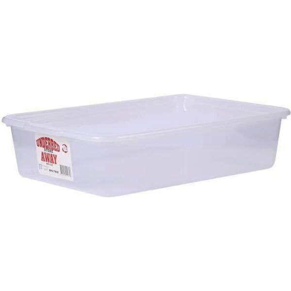 2x12L Clear Plastic Storage Box Underbed Container Organizer Tubs Kitchen Wardrobe