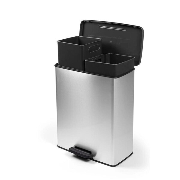 Curver Deco Duo Bin - 2 x 26L- Steel Look