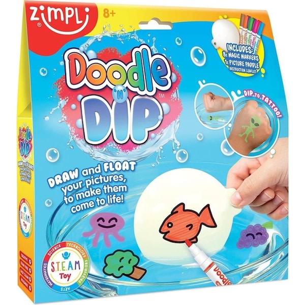 Zimpli Doodle 'N' Dip Draw & Float Temporary Tattoo STEAM Toy Kit Kids/Family 8+