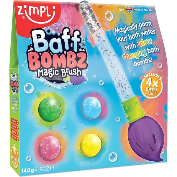 4pc Zimpli Baff Bombz Colour Changing Bath Bomb Magic Brush Kids/Children 3+