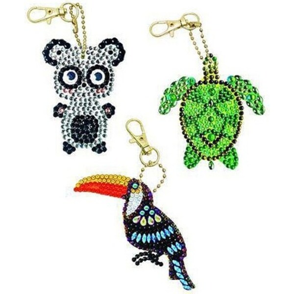 3pc Craft Buddy Exotic Animals Keyring Diamond/Crystal Art Kit Kids/Family 8y+