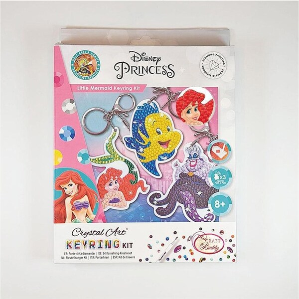 3pc Craft Buddy Little Mermaid Keyring Diamond/Crystal Art Set Kids/Family 8y+