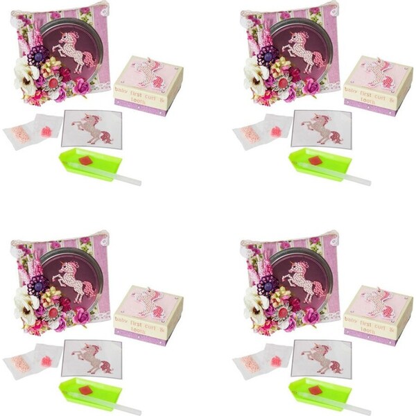 4x Craft Buddy Fairytale Unicorn 9x9cm Diamond/Crystal Art Motif Kids/Family 8y+