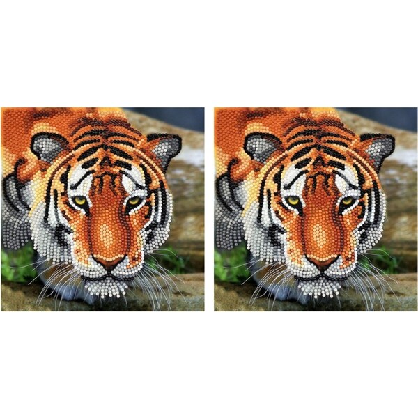 2x Craft Buddy Tiger Diamond Painting Crystal Art Card 18x18cm Kids/Family 8y+