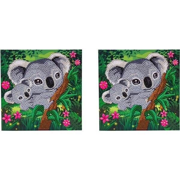 2x Craft Buddy Koala Hugs Diamond Painting Crystal Art Card 18cm Kids/Family 8y+