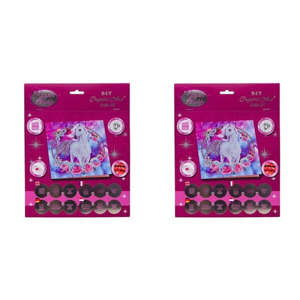 2x Craft Buddy Unicorn Garland Diamond/Crystal Art Card 18x18cm Kids/Family 8y+
