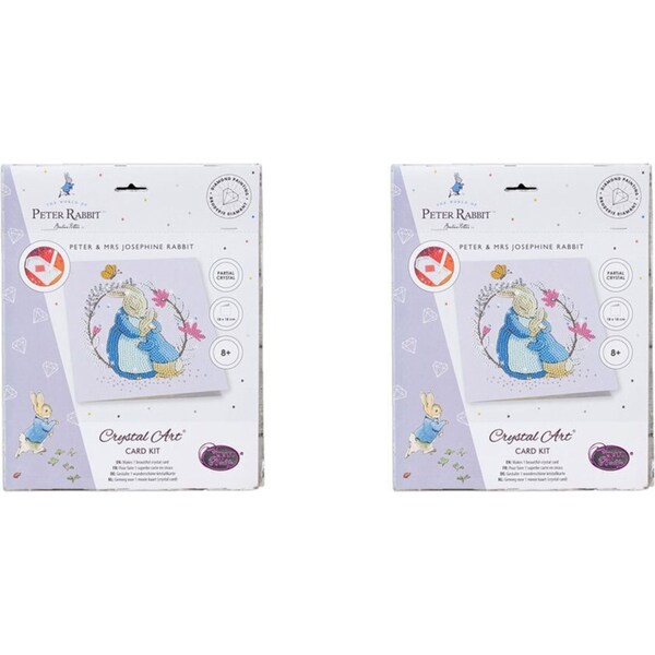 2x Craft Buddy Peter Rabbit & Mum Diamond/Crystal Art Card 18cm Kids/Family 8y+