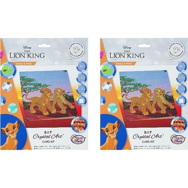 2x Craft Buddy Simba & Nala Diamond Painting Crystal Art Card 18cm Kids/Adult 8+